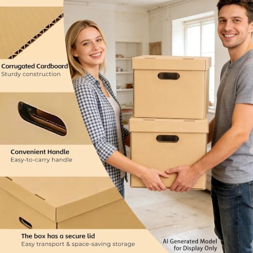 Brown 15x12x10in Glass Moving Boxes with Handles - Pack of 2 for Wine & Kitchenware