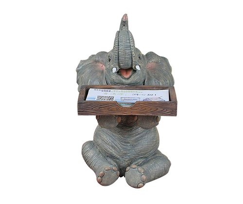 Elephant Business Card Holder - Cute Countertop Table Top Resin Elephant Display Figure Ornament Desk Business Card Organizer for Desk Office Restaurant Home Decor Business Name Card