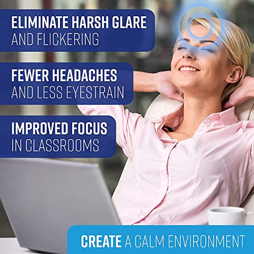 Fluorescent Light Covers for Classroom or Office | Magnetic Fluorescent Light Covers for Ceiling Lights Provide Relief from Glare, Headaches, & Sensory Overload | 10 Count Blue