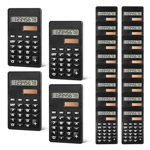 Basic Calculator, Mini Calculators Pocket Size Basic Calculators, 8 Digit Display Solar Battery Dual Power Function Calculator Bulk for Students Kids School Home Office (20)
