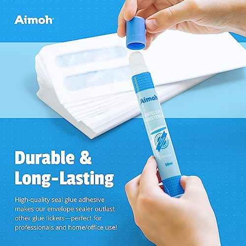 Aimoh Envelope Moistener with Adhesive, Fast-Drying, Envelope Sealer, Stamp and Letter Glue licker, Ideal for envelopes, Stamps, Letters - 4 Pack (13454)