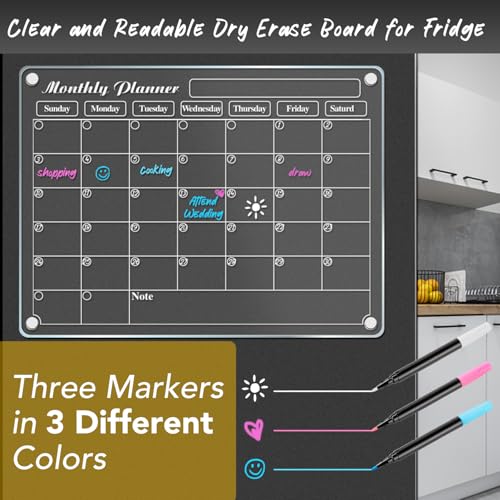 DIYMAG Magnetic Calendar for Refrigerator 4PCS Fridge Magnet Clear