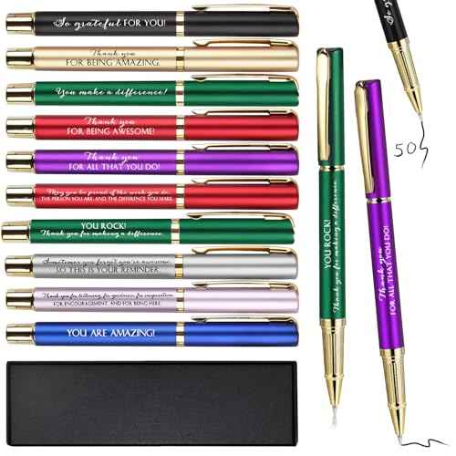 PerKoop 50 Pack Christmas Employee Thank You Pens Bulk with Gift Box, Inspirational Motivational Ballpoint Pens for Staff, Coworker, Team, Teacher, Nurse, Party Favor, Thanksgiving(Thank You Quotes)
