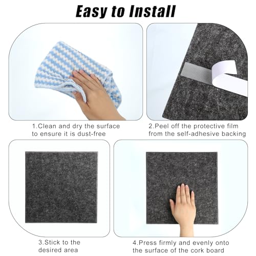 Dark Gray 36x24 Inch Cork Bulletin Board Pack of 6 Felt Pin Boards
