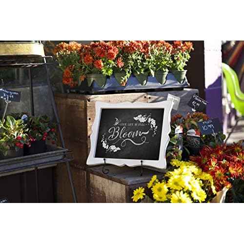 Tabletop Small Chalkboard Sign with Easel (11x13) + 8 Brilliant Liquid Chalk Markers | Hanging or Freestanding Framed Chalkboard with Hand Crafted Sweetheart Frame