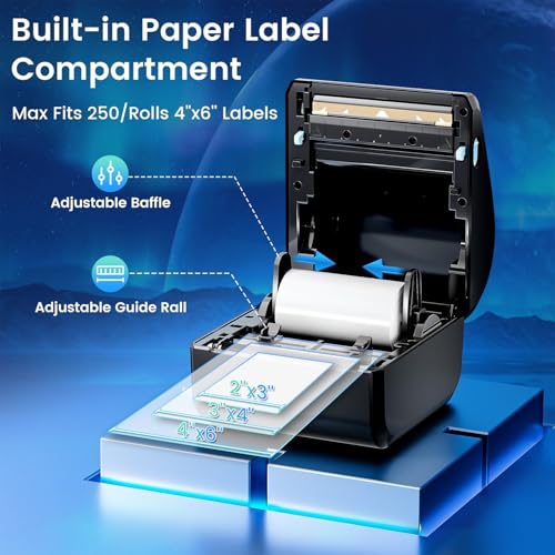 Omezizy Grey Bluetooth Shipping Label Printer with Built-in Label Bin - 1 Unit