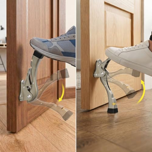 Gotega Satin Nickel 4-Inch Kickdown Door Stop, 2 Pack – Bottom of Door Stoppers