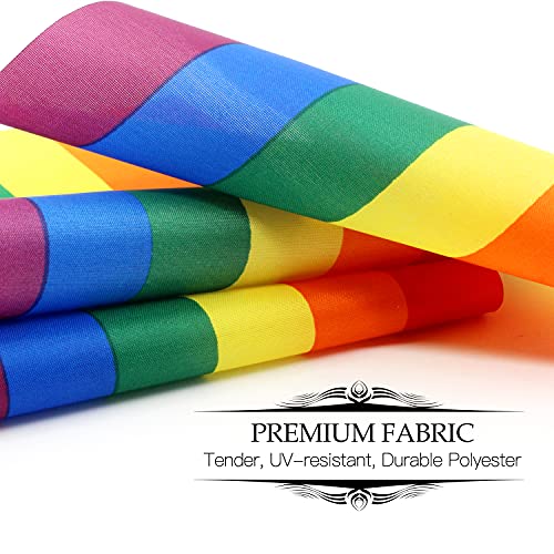Anley Rainbow Deluxe Desk Flag Set - 6x4 Inch LGBTQ Flag with Solid Pole & Black Base