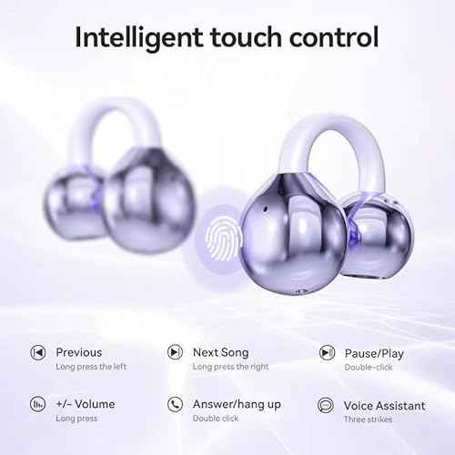 Diydeg AI Translation Earbuds Real Time, 144 Online Language Translator Earbuds, 3 in 1 Wireless Bluetooth Headphones Noise Canceling, HD Sound Atmos, Lightweight Earclip Headphones, Purple