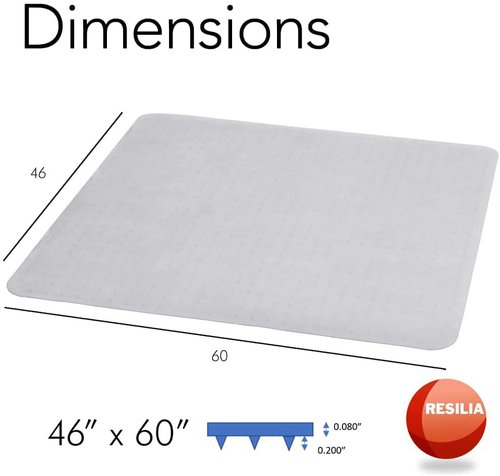 RESILIA Office Desk Chair Mat - for Low Pile Carpet (with Grippers) Clear, 46 Inches x 60 Inches, Made in The USA