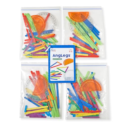 hand2mind AngLegs Small Group Set with 8 Protractors, Geometry Manipulatives, Geometric Shapes for Classroom, Montessori Math Materials, Math Teaching Tools, 4th Grade Math Manipulatives for Kids