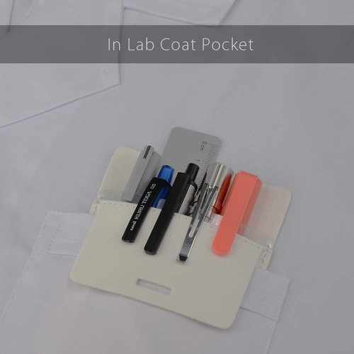 Pocket Protector, Leather Pen Pouch Holder Organizer, for Shirts Lab Coats, Hold 5 Pens, Designed to Keep Pens Inside When Bend Down. No Breaking of Pen Clip. Thick PU Leather, White, 2 Per Pack.
