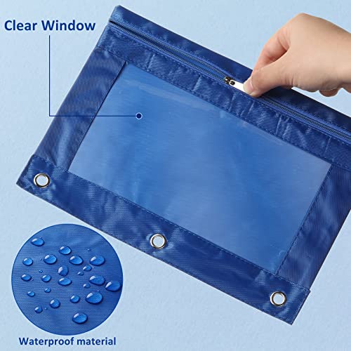 Marspark 48 PCS Pouch Bag for 3 Ring Binder - Bulk Zipper Pencil Binder Pouches with Clear Window for School Office Utensils Storage Supplies(Multicolor)