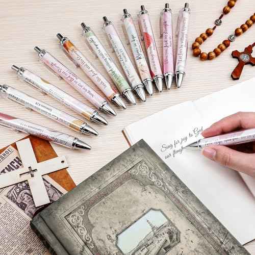 Ctosree 100 Count Bible Verse Ballpoint Pens Bulk Novelty Boho Scripture Christian Gift for Women Scripture Ballpoint Retractable Black Ink Pens Religious Gift for Vbs School Office Church Supplies