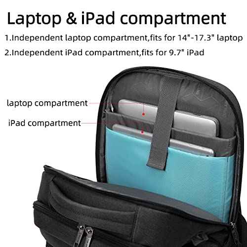 DUSLANG 17 Inch Laptop Backpack for Travel Water Resistant College Backpack for Men Women Laptop Bag with USB Charging Port,Black
