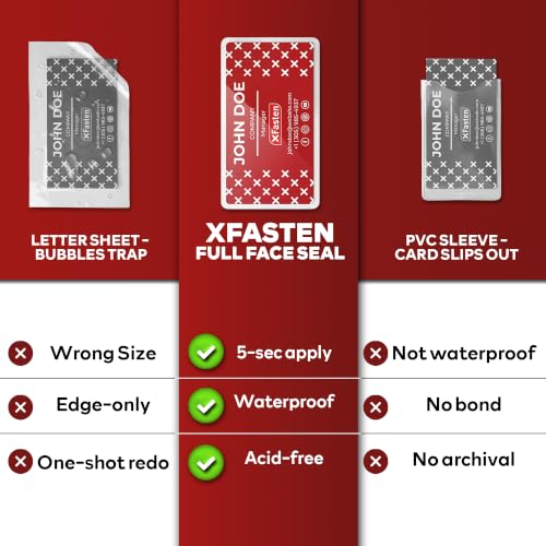 XFasten Self-Sealing Laminating Pouches for Business Cards Pack of 25 - 9.5 Mil Durable Protectors