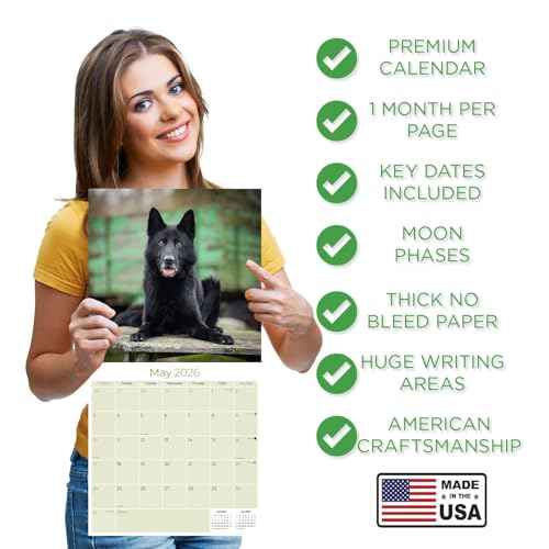2025 2026 German Shepherd Calendar - Dog Breed Monthly Wall Calendar - 12" x 24" Open - Thick No-Bleed Paper - Giftable - Academic Teacher's Planner Calendar Organizing & Planning - Made in USA