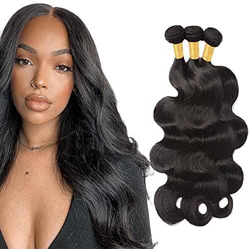 20 20 20 Inch Body Wave Bundles Human Hair Bundles #1B Nature Black Body Wave Bundle Unprocessed Brazilian Virgin Weave Hair 3 Bundle 50 Gram Per Bundle for Woman
