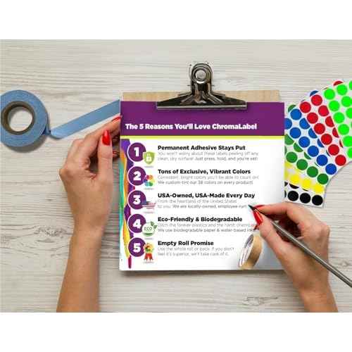 ChromaLabel 3/4 Inch Circle Sticker Labels, Easy to Write On Round Sticker Label, High Visibility Permanent Adhesive Labels - 38 Assorted Colors Sticky Dots