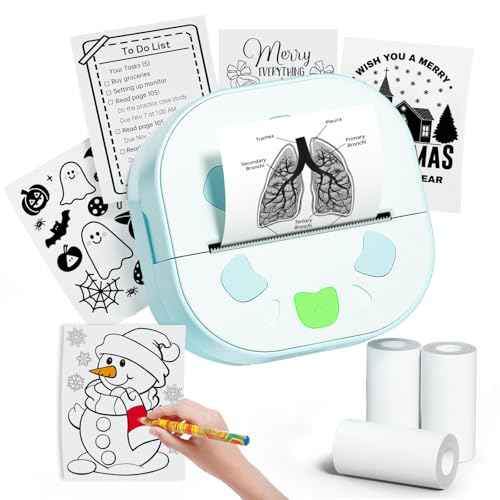 Mini Sticker Printer PrintPods, Portable Bluetooth Sticker Maker Machine with 3 Rolls Paper, D21 Thermal Inkless Photo Printer, Impresora Port?til for Phone DIY Photos Study Notes Journal Kids Gift
