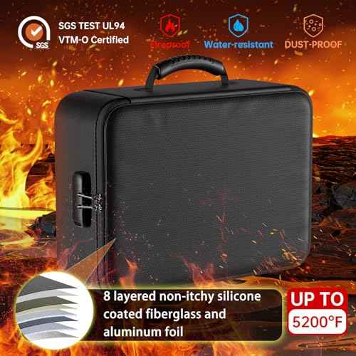 DocSafe 5200¡ÆF Document Organizer with Lock,Upgraded Heat Insulated Fireproof£¦Waterproof Box 8 Layers File Organizer,Portable Home Travel Safe Storage for Important Documents, Files and More