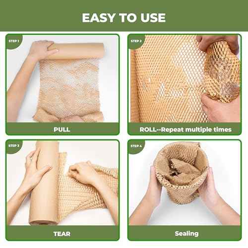 Honeycomb Packing Paper Wrap 15''x500', Substitute Alternative for Bubble Cushioning Wrap for Moving Shipping Packaging, Recyclable Moving Supplies with 60 Fragile Sticker Labels