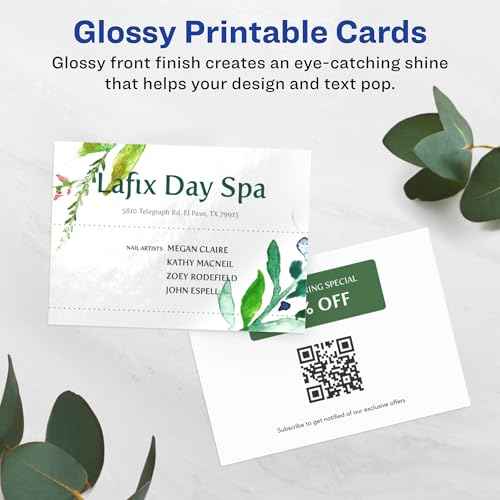 Avery Printable Rectangle Business Cards, Sure Feed Technology, 2.5" x 3.5", Glossy White Cardstock, Print-to-the-Edge, Laser/Inkjet Cards, 300 Total
