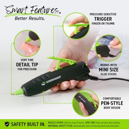 Surebonder GP-100F Mini Detail Tip Hot Glue Pen, 10W, Corded