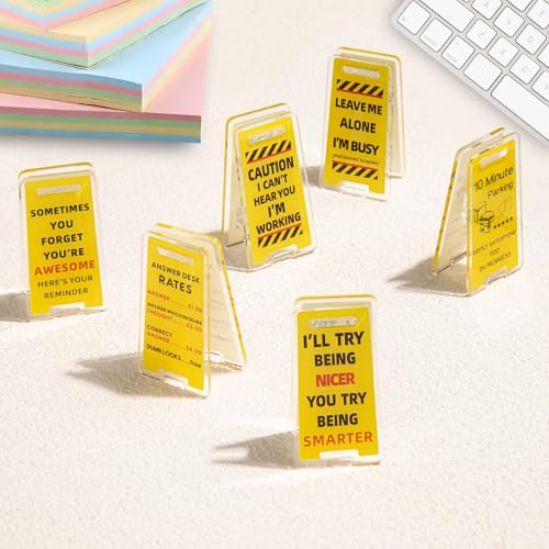 Funny Sticky Note Holder Clips - 6 Pack Desk Sign for Office, Coworker Gifts