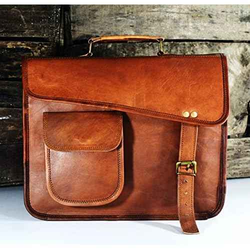 URBAN DEZIRE Men's Genuine Leather Small Briefcase Messenger Satchel I pad Tablet Bag 13 inch