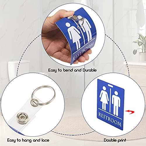 Unisex Bathroom Pass Keychains Restroom Hall Pass Key Tag Bathroom Tag with Key Holder Keychain Large Hall Passes for Classroom Office Family Restaurant Toilet Gas Station (2 Pcs)