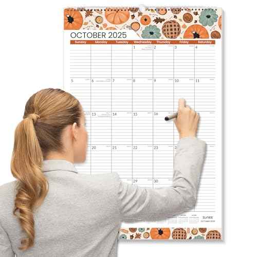 SUNEE 2026 Wall Calendar Large 22.75"x15.5", 21 Month Calendar from October 2025 to June 2027, Vertical Extra Large Monthly Calendar 2026 for Wall, Seasons Color