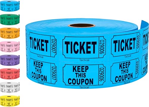 Tacticai 1000 Raffle Tickets Double Roll - Blue, 50/50 Event Tickets for Fundraisers & Parties