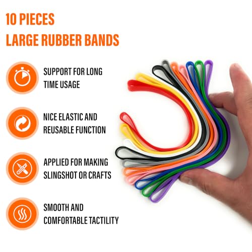 Extra Large Multicolor Rubber Bands 10-Pack Heavy Duty 7.8in Wide 0.04in Thick