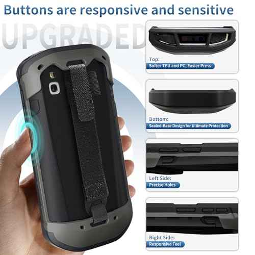 Protective Case Cover for Zebra TC51 TC52 TC56 TC57 TC510K Rugged Boot with Hand Strap for Zebra Phone Case with Tempered Glass (Black)
