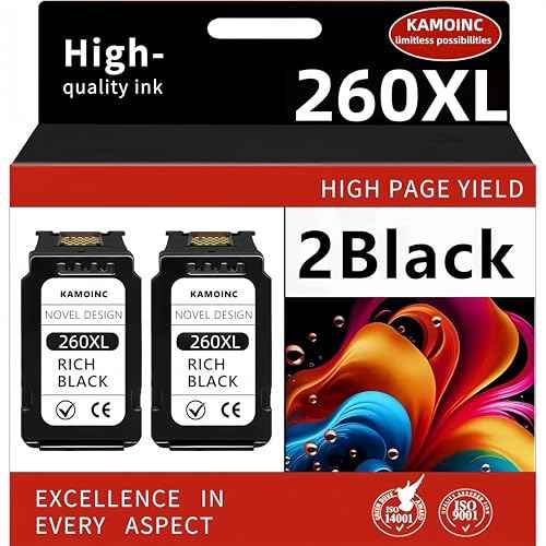 260XL Black Ink Cartridge Replacement for Canon PG-260 Black Ink Cartridge 260XL High Yield for Canon Pixma TS6420a TS6420 TS6400 TR7020 TR7020a TTR7022 TR7022a TS5300 TS5320 Printer(2Black)