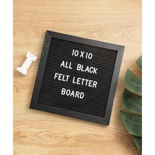 Black Felt Letter Board with 294 Changeable Letters&Numbers, 10¡±x10¡± Message Board Letter Sign Board in Black Frame with Stand and Canvas bag for Announcement&Notification