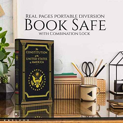Fake Book Box - Small Safe Box with Combination Lock - Hidden Safe in Plain Sight - Diversion Safes - Secret Safes (Constitution) (X-Large)