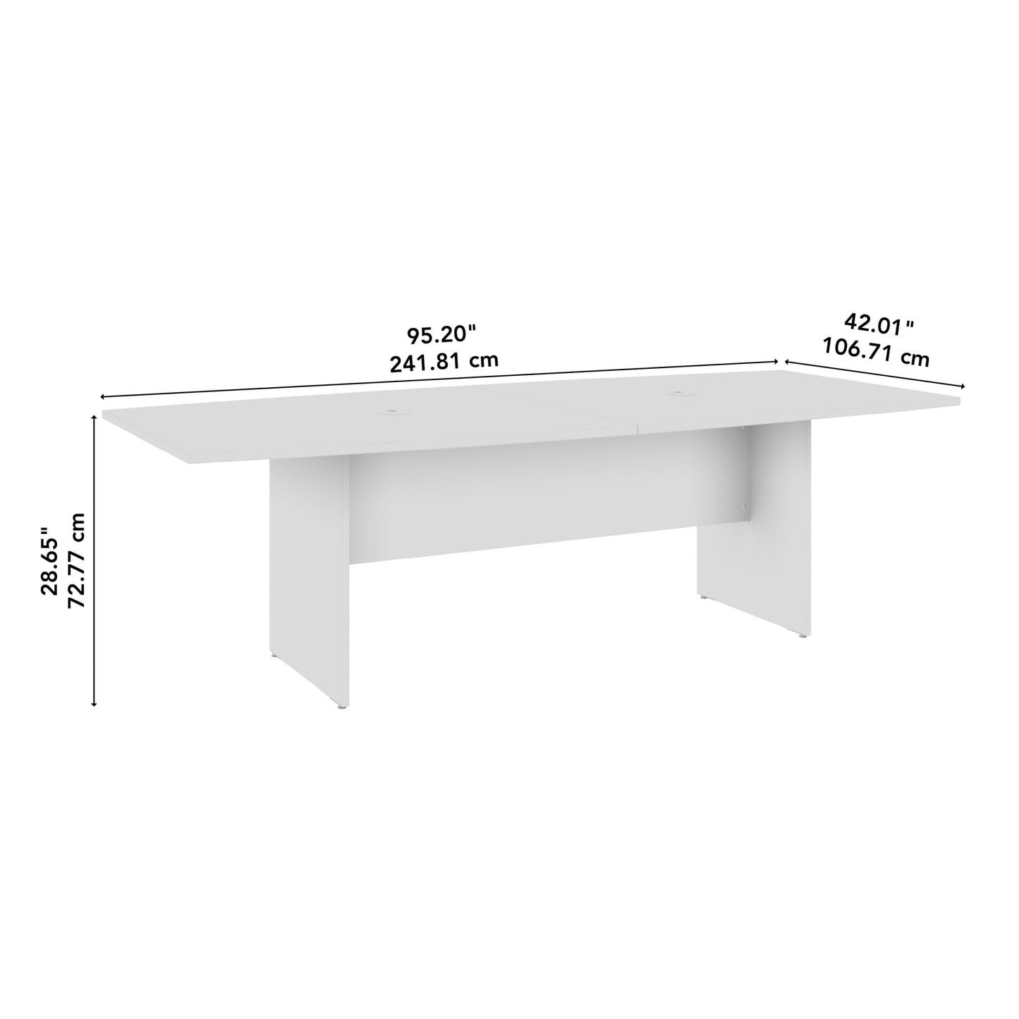 Bush Business Furniture 96-inch Office Conference Table with Wood Base, Boardroom Meeting Space for 8 Users, Platinum Gray