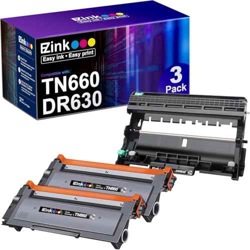 E-Z Ink Compatible Toner Cartridge & Drum Unit Replacement for Brother TN660 TN630 DR630 High Yield to use with HL-L2380DW HL-L2300D HL-L2340DW MFC-L2680W MFC-L2740DW Printer (Black, 3 Pack)