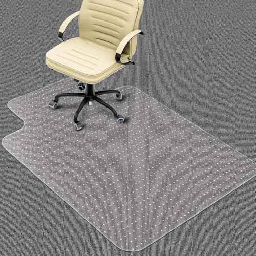 Heavy Duty Office Chair Mat for Carpet Floors & Desk Mat for Carpeted Floors - Clear Floor Protector with Extended Lip | Slip-Resistant, Easy Glide 36"x48" for Low/Flat Pile - Home, Office & Gaming