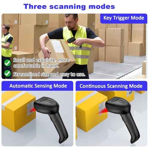 Bluetooth Barcode Scanner Versatile 3-in-1 (2.4Ghz Bluetooth6.0 Wireless+USB 2.0 Wired) Rechargeable symcode 1D Laser Barcode Reader USB Handheld Bar Code Scanner Wireless Barcode Reader