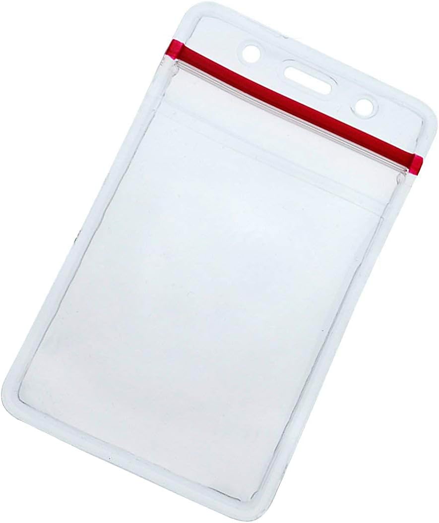 Specialist ID Heavy Duty Clear Vinyl Badge Holders - 25 Pack for Vertical Name Badges | Water Resistant Sleeves with Resealable Top