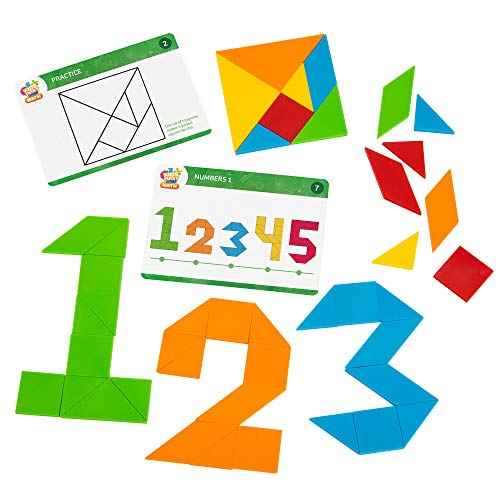 Kids First Math: Tangram Shapes Math Kit w/Activity Cards | 105 Colorful Plastic Geometric Shapes | Explore Geometry, Shapes, Matching | Visual Hands-on Math for At-Home or Classroom Learning, Ages 4+