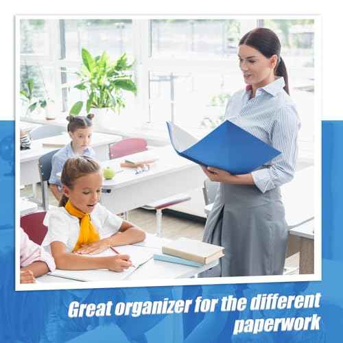 12 Pcs 10 Pocket Folder Bulk Plastic Spiral Project Organizer for Documents Papers Homework Portfolio Folder Binder with Plastic Sleeves School Office Supplies (Blue)