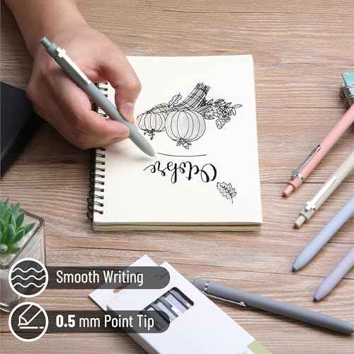 Mr. Pen- Bible Journaling Pens, 6 Pack, 0.5 mm Black Ink, Retractable Gel Pens for Journaling, Morandi Barrel with Silver Cross Clip, Smooth Writing Aesthetic Pens for Women