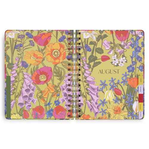 2025-2026 Large Planner Daily Weekly & Monthly, 17 Month Hardcover Agenda Dated Aug 2025-Dec 2026, Cute Planner with Stickers, Pockets, & Spiral Binding, Meadow Bouquet