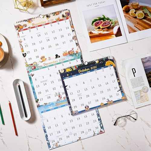 2026 Calendar - 2026 Wall Calendar, Jan. 2026 - Dec. 2026, 11.3" x 25.98", 3 Month Calendar 2026 Display (Folded in a Month), 3 Month Wall Calendar 2026 with Thick Paper, 12 Different Patterns