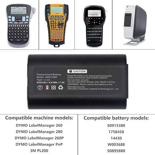 (2 Pack) Updated dymo Battery 7.4v 650mah 4.81wh for LabelManager 280 LabelManager 260 LabelManager 260P LabelManager PnP 14430 W003688 S0895880 3M P200