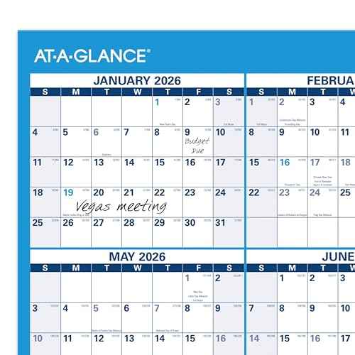 AT-A-GLANCE 2026 Erasable Calendar, Dry Erase Wall Planner, 36" x 24", Large, Yearly, Horizontal/Vertical, Seasons in Bloom (PM200P2826)